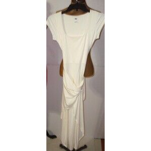New Womens Wilfred Aritzia Saturn Short Sleeve Midi Dress Off White Ivory XS